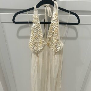 Zara Cream Maxi Dress with Sequin Detail